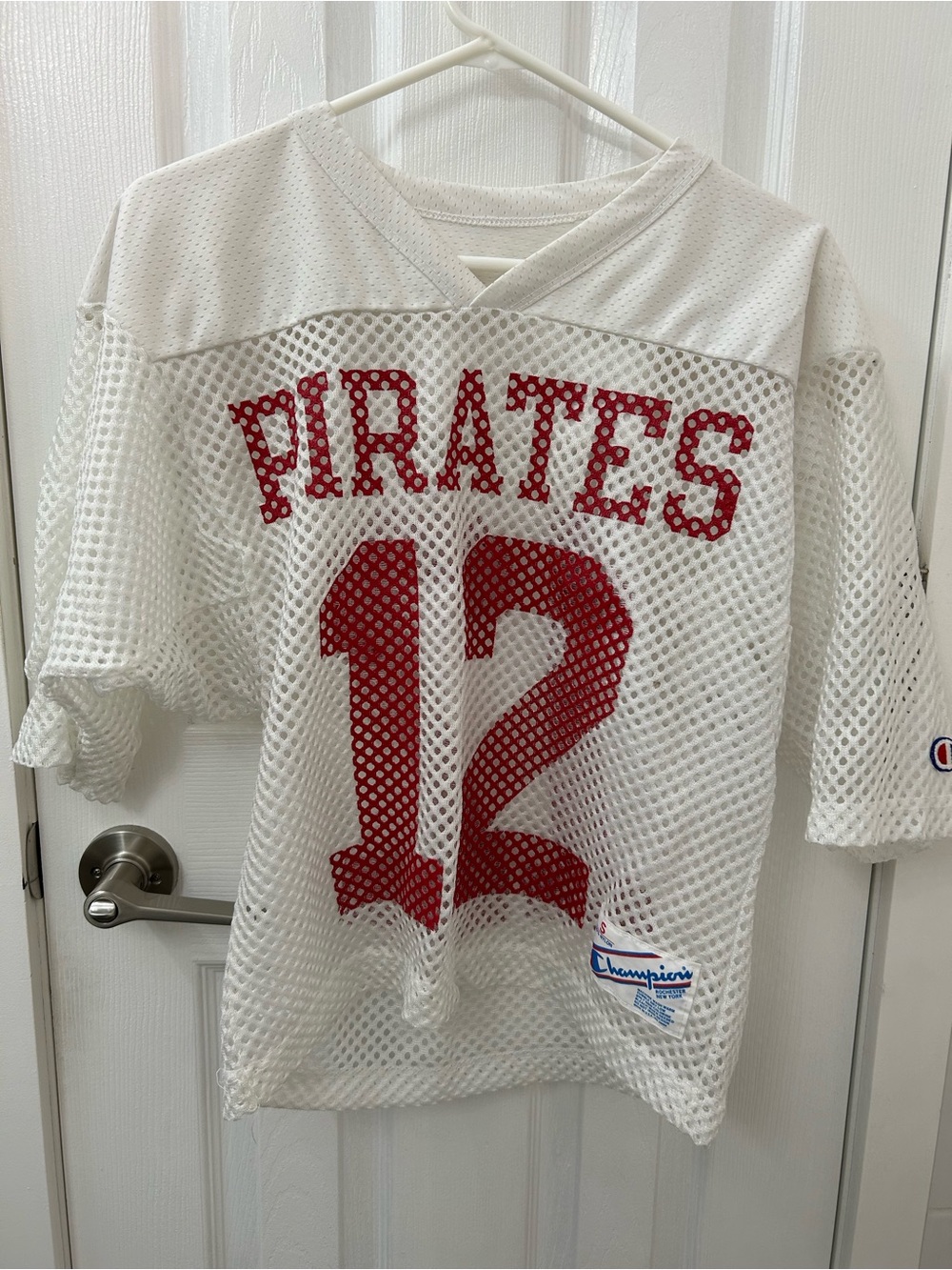 Adult Vintage Champion White Mesh Football Jersey